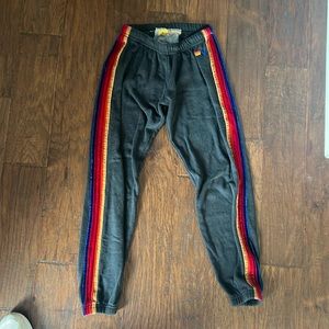 Aviator Nation sweatpants with velvet stripes on both sides